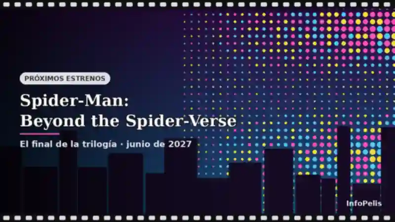 Ilustración de cine: ciudad nocturna con puntos de colores estilo cómic